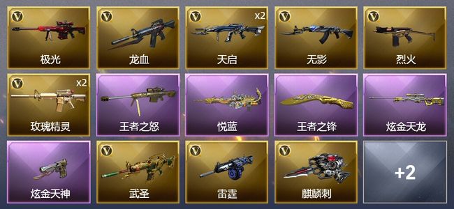 穿越火线（CF）3王者武器 2炫金武器 12V武器 4皮肤 可排位 新锐