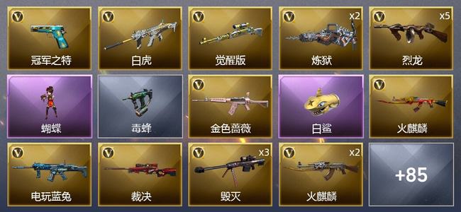 穿越火线（CF）3王者武器 1炫金武器 79V武器 4V角色 40皮肤 可排位 枪王