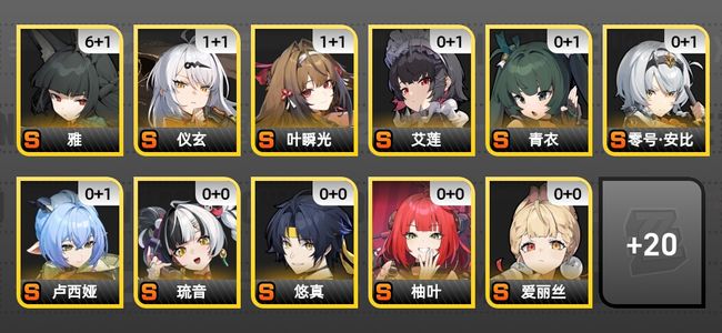 绝区零48黄 37角色黄 19S角色 11S音擎 14S邦布 女主 60