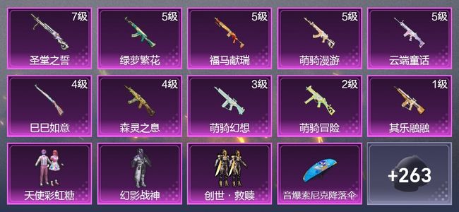 和平精英10升级枪 3粉装 1尾迹 153枪皮 131套装 46800热力 11印记 王牌
