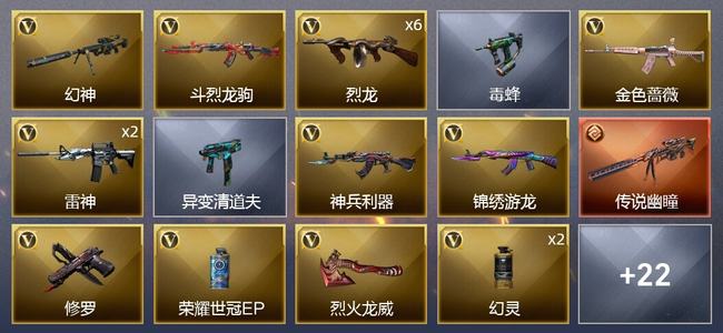 穿越火线（CF）1传说武器 27V武器 4V角色 6皮肤 可排位