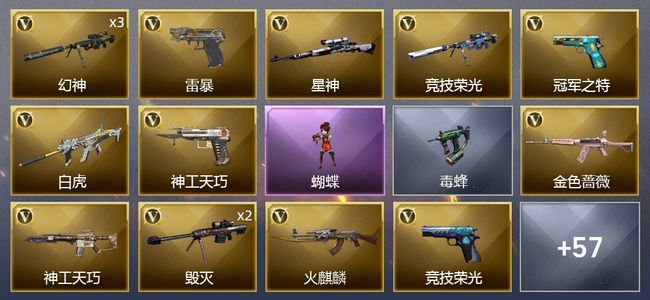 穿越火线（CF）1炫金武器 81V武器 4V角色 27皮肤 可排位 新锐