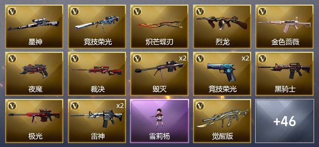 穿越火线（CF）1炫金武器 69V武器 3V角色 23皮肤 可排位