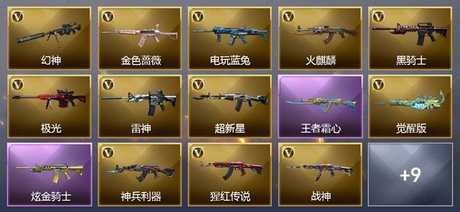 穿越火线（CF）1王者武器 1炫金武器 14V武器 8皮肤 可排位 新锐