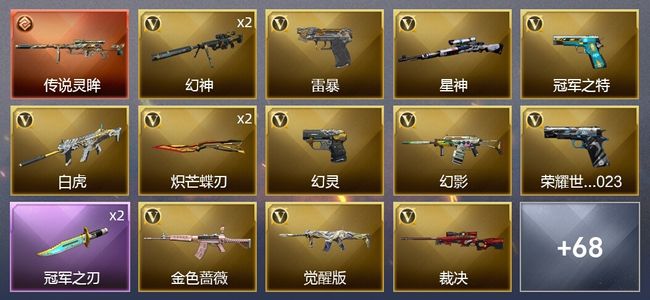 穿越火线（CF）1传说武器 1王者武器 95V武器 3V角色 44皮肤 可排位 枪王