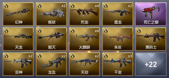 穿越火线（CF）1王者武器 1炫金武器 43V武器 10皮肤 可排位 新锐