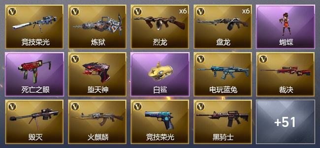 穿越火线（CF）2王者武器 1炫金武器 64V武器 3V角色 18皮肤 可排位 宗师