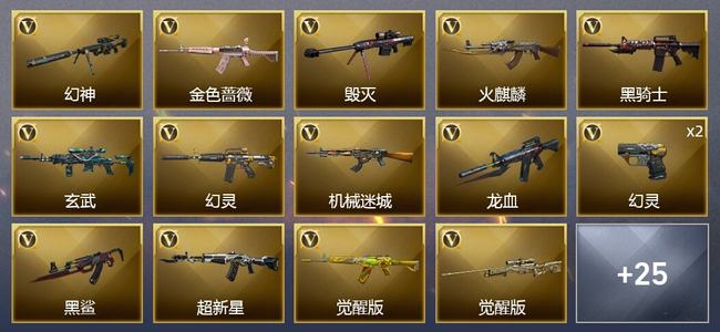 穿越火线（CF）1王者武器 1炫金武器 47V武器 1V角色 4皮肤 可排位 新锐