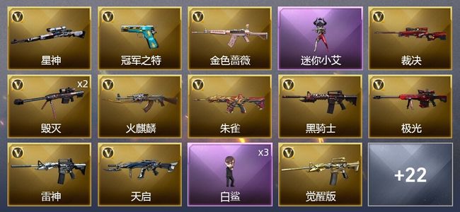 穿越火线（CF）2王者武器 31V武器 1V角色 21皮肤 可排位