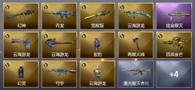 穿越火线（CF）1王者武器 1炫金武器 15V武器 8V角色 3皮肤 可排位