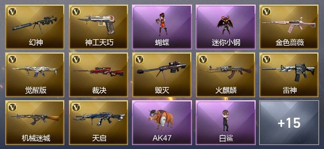 穿越火线（CF）2王者武器 1炫金武器 26V武器 27V角色 8皮肤 可排位