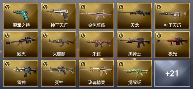 穿越火线（CF）5王者武器 3炫金武器 63V武器 6V角色 13皮肤 可排位
