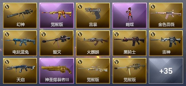 穿越火线（CF）8王者武器 1炫金武器 88V武器 22V角色 20皮肤 可排位