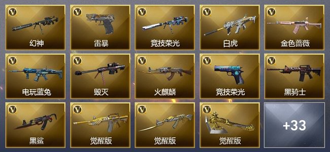 穿越火线（CF）12王者武器 2炫金武器 73V武器 16V角色 11皮肤 可排位