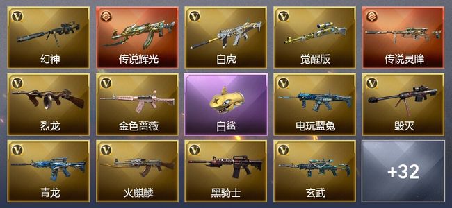 穿越火线（CF）2传说武器 3王者武器 1炫金武器 76V武器 17V角色 29皮肤 可排位