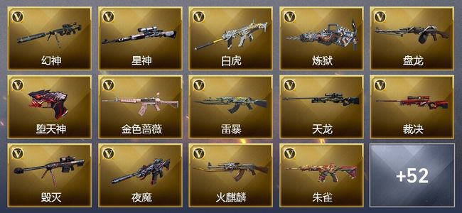 穿越火线（CF）10王者武器 4炫金武器 106V武器 9V角色 13皮肤 可排位