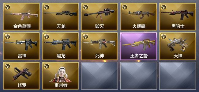 穿越火线（CF）1王者武器 10V武器 2V角色 2皮肤 可排位