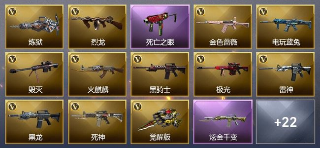 穿越火线（CF）1王者武器 1炫金武器 37V武器 21V角色 9皮肤 可排位