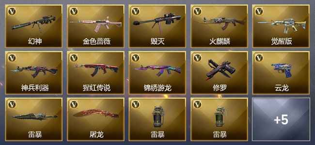 穿越火线（CF）1王者武器 17V武器 15V角色 7皮肤 可排位