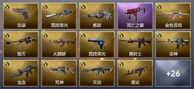 穿越火线（CF）2王者武器 1炫金武器 50V武器 12V角色 11皮肤 可排位