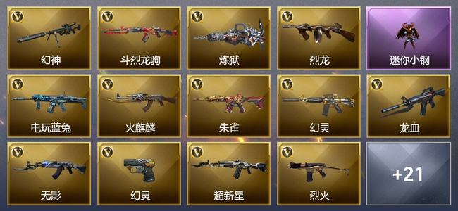 穿越火线（CF）1王者武器 2炫金武器 47V武器 16V角色 4皮肤 可排位