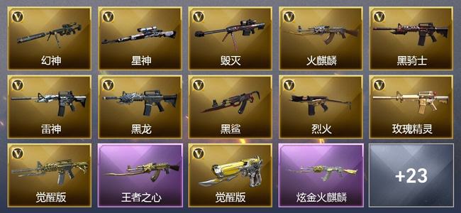 穿越火线（CF）3王者武器 1炫金武器 48V武器 18V角色 11皮肤 可排位