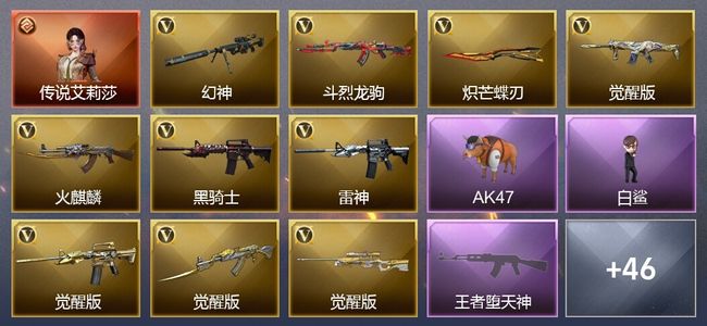 穿越火线（CF）1传说角色 9王者武器 49V武器 28V角色 13皮肤 可排位