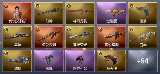 穿越火线（CF）1传说角色 2传说武器 11王者武器 2炫金武器 87V武器 20V角色 25皮肤 可排位