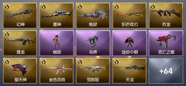 穿越火线（CF）12王者武器 4炫金武器 123V武器 29V角色 24皮肤 可排位