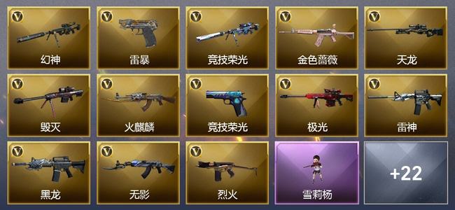 穿越火线（CF）3王者武器 2炫金武器 53V武器 23V角色 12皮肤 可排位