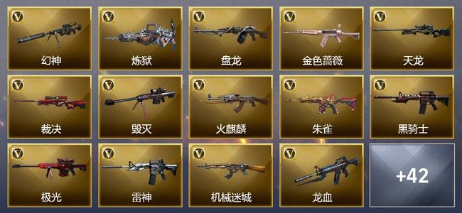 穿越火线（CF）0传说角色 0传说武器 16王者武器 3炫金武器 58V武器 21V角色 24皮肤 可排位 无