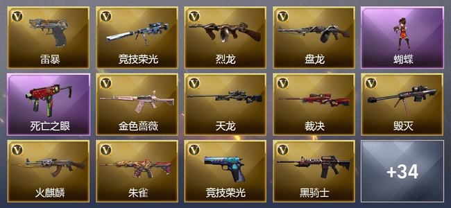 穿越火线（CF）0传说角色 0传说武器 4王者武器 1炫金武器 65V武器 32V角色 11皮肤 可排位 无