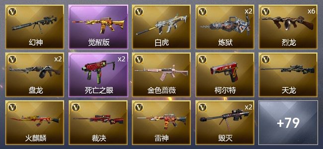 穿越火线（CF）8王者武器 6炫金武器 87V武器 3V角色 35皮肤 可排位 新锐