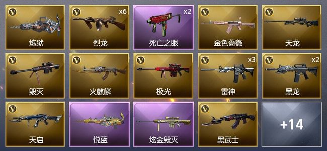 穿越火线（CF）1王者武器 1炫金武器 38V武器 1V角色 11皮肤 可排位 新锐