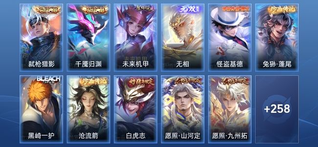 王者荣耀V9 2典藏 1无双 1星传说 20传说 84史诗 270皮肤 荣耀王者