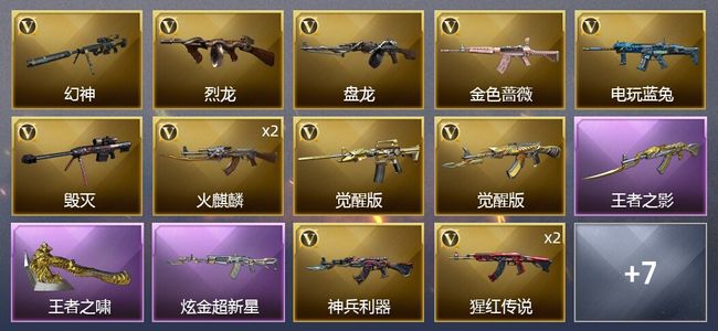 穿越火线（CF）2王者武器 1炫金武器 19V武器 5皮肤 可排位 专家