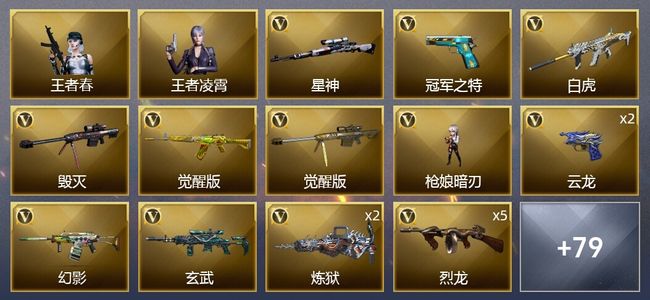 穿越火线（CF）5炫金武器 88V武器 4V角色 25皮肤 可排位 新锐