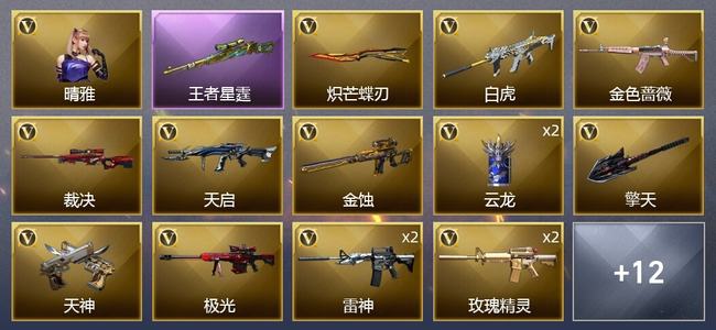 穿越火线（CF）1王者武器 26V武器 2V角色 7皮肤 可排位 新锐