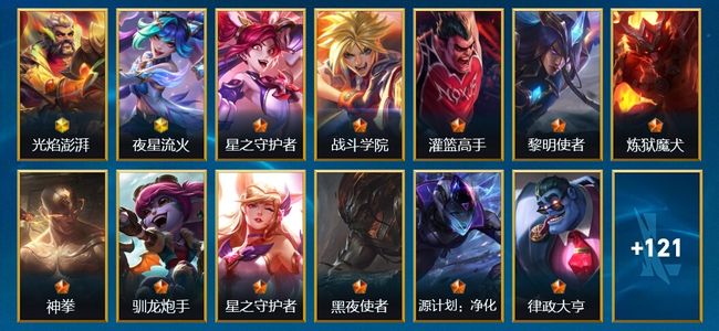 英雄联盟手游（lol手游）3神话 11传说 44史诗 134皮肤 136英雄 王者