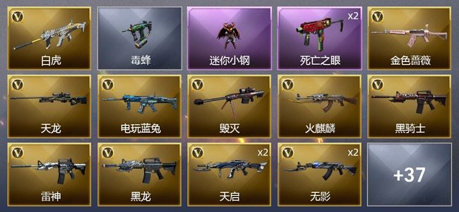 穿越火线（CF）3王者武器 2炫金武器 44V武器 2V角色 18皮肤 可排位 大师