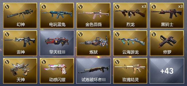 穿越火线（CF）1王者武器 1炫金武器 33V武器 1V角色 7皮肤 可排位 专家