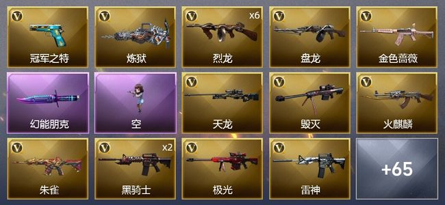 穿越火线（CF）7王者武器 6炫金武器 80V武器 4V角色 33皮肤 可排位 宗师