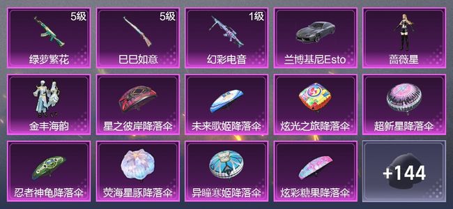 和平精英1载具 3升级枪 2粉装 1尾迹 97枪皮 61套装 27839热力 2印记 黄金