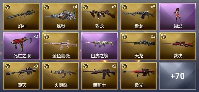穿越火线（CF）12王者武器 7炫金武器 111V武器 3V角色 33皮肤 可排位 传奇