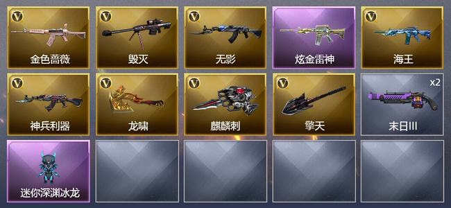 穿越火线（CF）1炫金武器 8V武器 3皮肤 可排位 新锐