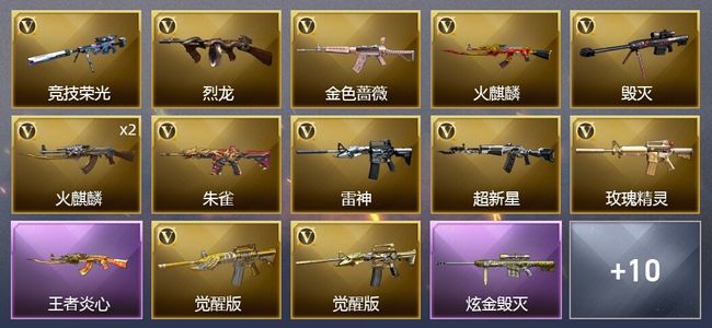 穿越火线（CF）1王者武器 1炫金武器 21V武器 10皮肤 可排位 专家