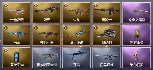 穿越火线（CF）1王者武器 1炫金武器 9V武器 3皮肤 可排位 专家