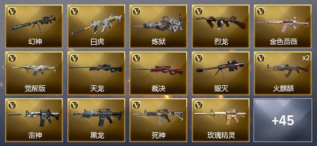 穿越火线（CF）3王者武器 58V武器 1V角色 13皮肤 可排位 传奇