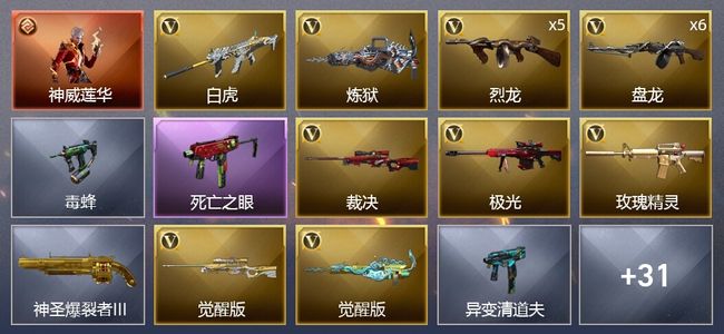 穿越火线（CF）1传说角色 1炫金武器 59V武器 2V角色 10皮肤 可排位 新锐