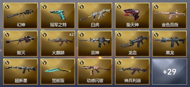 穿越火线（CF）1王者武器 41V武器 1V角色 20皮肤 可排位 枪王